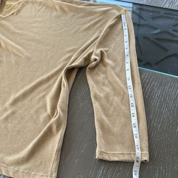 Lauren Ralph Lauren Tan Gold Shimmer Top Blouse Versatile Women’s Size L GUC - Picture 7 of 9